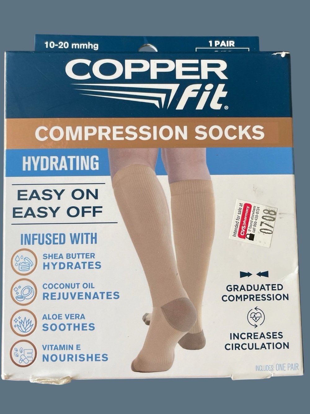Copper fit compression socks, size S/M, 10-20 mmhg, never worn